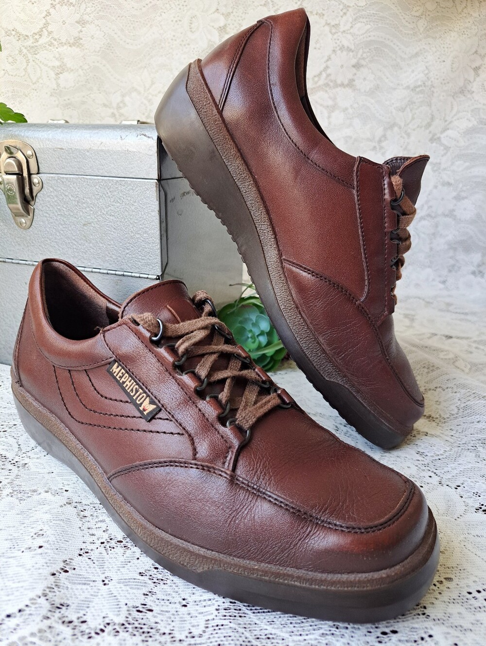 Mephisto Match Air Relax Runoff 8 US Brown Walking Shoes Sneakers Loafer Leather